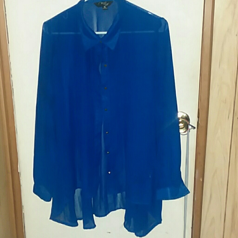 blue see through shirt
